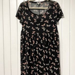 Sheer Black Butterfly Mini Dress